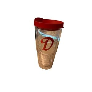 NEW Tervis 16oz 6" Insulated Red Cursive Letter D Tumbler